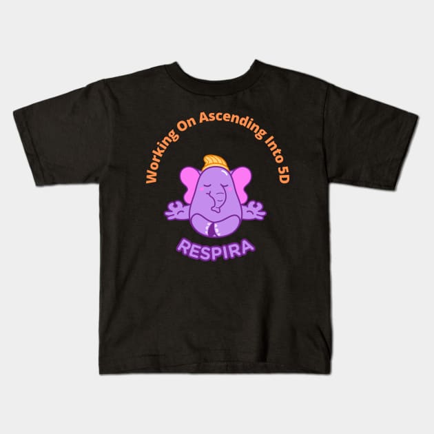Cute Meditating Elephant Kids T-Shirt by Orange Pyramid